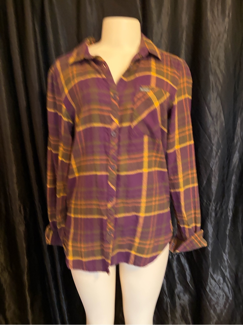 Columbia Purple and Yellow Plaid Button-Down Shirt - Women